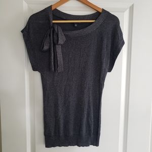 Banana Republic Sparkle Metallic Knit Tie Neck Sweater Top Size Small